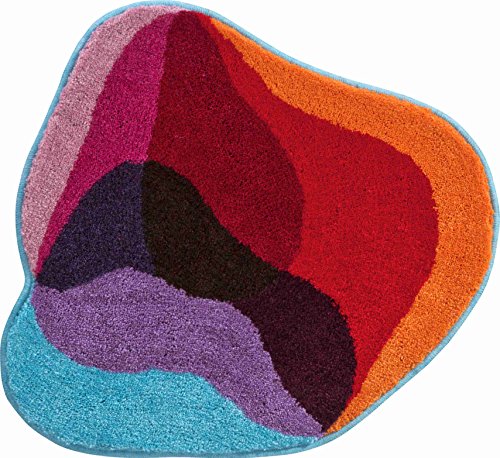 Grund KARIM RASHID Exklusiver Designer Badteppich 100% Polyacryl, ultra soft, rutschfest, ÖKO-TEХ-zertifiziert, 5 Jahre Garantie, KARIM 21, WC-Vorlage o.A. 60x60 cm, rot-bleu von Grund