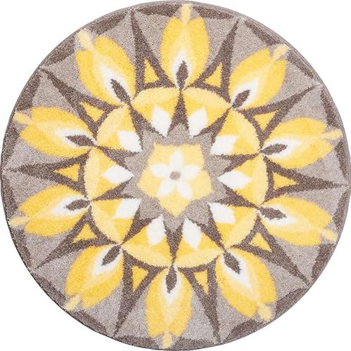 Grund SELBSTLIEBE-Mandala runde ø 80 cm, gelb-grau Badteppich, Kunstfaser, 80 x 12 x 1,8 cm von Grund