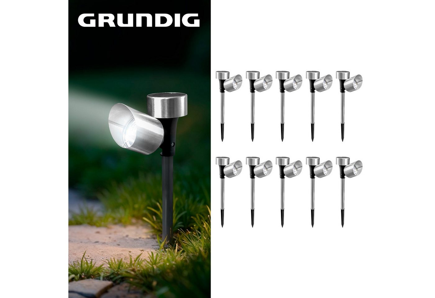 Grundig LED Gartenleuchte Solarstrahler, LED fest integriert, Beleuchtung für Einfahrt und Wege Grundig LED Gartenleuchte Solarstrahler, LED fest integriert, Beleuchtung für Einfahrt und Wege von Grundig
