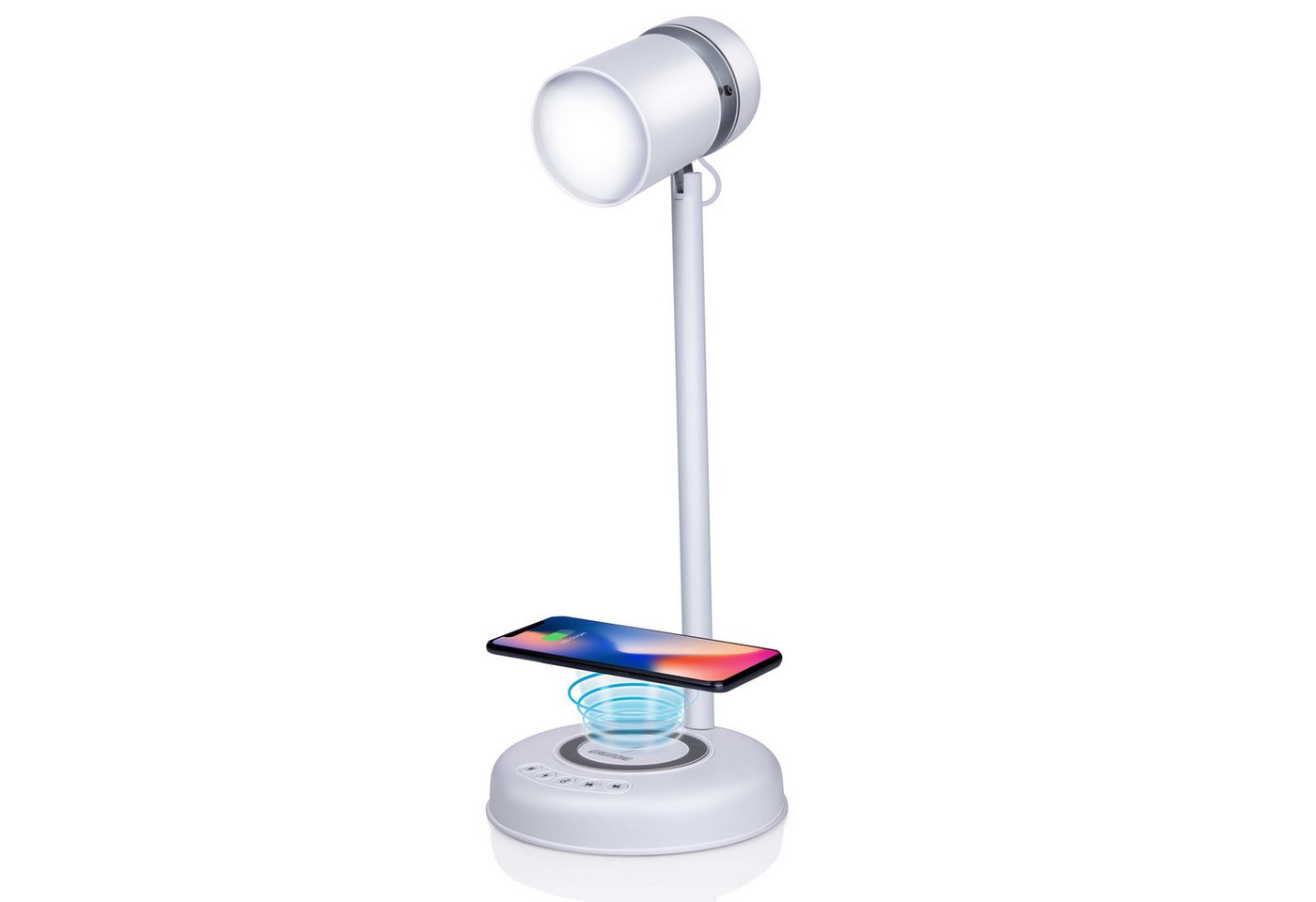 Grundig LED Schreibtischlampe Leuchte 3in1 Wireless Charger Qi Handy Ladestation Lautsprecher von Grundig