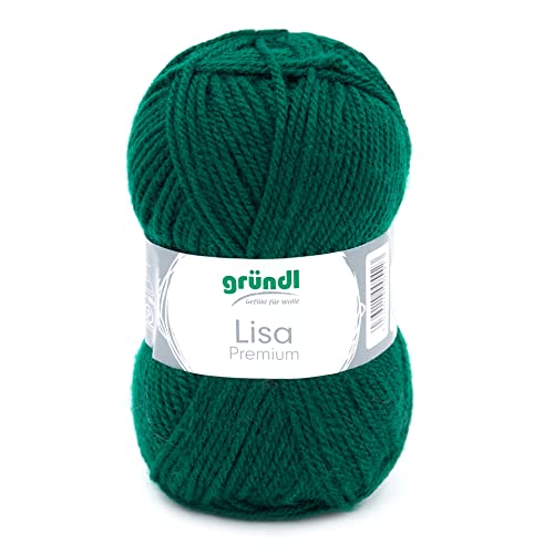 Gründl Wolle Lisa Premium Uni Strick-& Häkelgarn, 100% Polyacryl, Tannengrün, 1 x 50g, 50 von Gründl