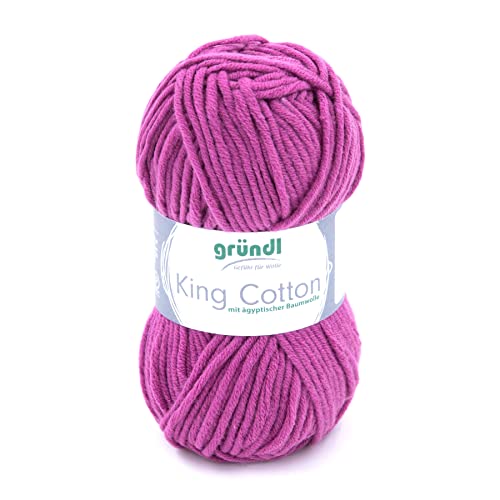 Gründl King Cotton (weiches und voluminöses Strick- und Häkelgarn aus 55% Polyacryl & 45% Baumwolle, 50 g / 78 m, Nadelstärke: 6-7, 10 x 50 g), rosa von Gründl