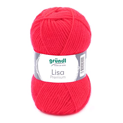 Gründl Lisa Premium Uni Strick- & Häkelgarn (weicher und wollartiger Charakter, pflegeleichtes Strickgarn aus 100% Polyacryl, 50 g/ 133 m, Nadelstärke: 3,5-4,5, 1 Knäuel á 50 g), Neonkoralle Gründl Lisa Premium Uni Strick- & Häkelgarn (weicher und wollartiger Charakter, pflegeleichtes Strickgarn aus 100% Polyacryl, 50 g/ 133 m, Nadelstärke: 3,5-4,5, 1 Knäuel á 50 g), Neonkoralle von Gründl