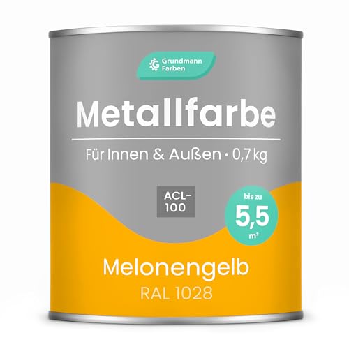 Grundmann Metallfarbe ACL 100 - Gelb 0,7 Kg - Seidenmatt - 4in1 Metallschutzlack inkl. Rostschutz und Grundierung - RAL 1028 Melonengelb Grundmann Metallfarbe ACL 100 - Gelb 0,7 Kg - Seidenmatt - 4in1 Metallschutzlack inkl. Rostschutz und Grundierung - RAL 1028 Melonengelb von Grundmann Farben