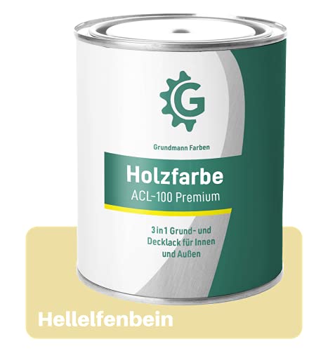 Grundmann Holzfarbe ACL 100 - Holzlack 3 Kg Beige - 4in1 inkl. Grundierung - Seidenmatt - Wetterfest für Innen und Außen - RAL 1015 Hellelfenbein Grundmann Holzfarbe ACL 100 - Holzlack 3 Kg Beige - 4in1 inkl. Grundierung - Seidenmatt - Wetterfest für Innen und Außen - RAL 1015 Hellelfenbein von Grundmann Farben