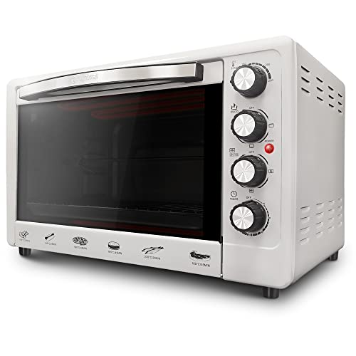 Grunkel - HR-48RUSTIC - 48 L electric multifunctional table oven with 3 heating functions and temperature selection up to 230 °C. Includes heating and timer up to 60 minutes (silver) von Grunkel