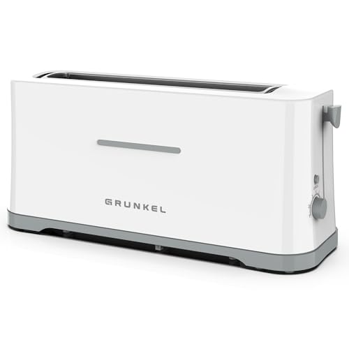 Grunkel - TS40-EASYTOAST - Extra wide slotted toaster for all types of bread - Electronic 7-level toast control - Snap off function, crumb drip tray and cable slot - 980 W - White von Grunkel