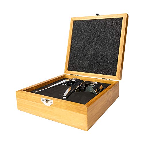 Aperiti 3CS/BB Grunwerg 2er Set Sekt/Champagner Zubehör aus hochwertigem Edelstahl – Sektöffner, Sektverschluss, Bambus, 19 x 18.5 x 8.5 cm von Grunwerg