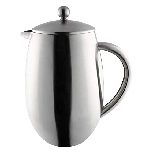 Café Olé BFD-06S Doppelwandiger, Bauchiger Kaffeebereiter aus hochwertigem Edelstahl 18/10 – Satiniert, 6 Mokkatassen, 800ML, 0.8L, Steel von Café Olé