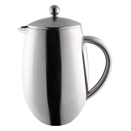 Café Olé Doppelwandiger, Bauchiger Kaffeebereiter aus hochwertigem Edelstahl 18/10 – Satiniert, 12 Mokkatassen, 1500ML, 1.5L, Steel von Café Olé