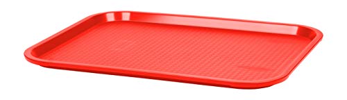 Grunwerg P-1216R/6 6er Set Fast Food Essentablett aus Kunststoff – Rechteckig, Rot, 16“ x 12“, Plastik von Grunwerg