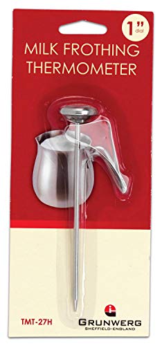 Grunwerg TMT-27H Thermometer Für Milchaufschäumer aus hochwertigem Edelstahl – 1“ Einstellrad von Grunwerg
