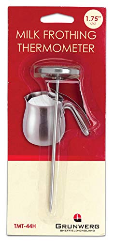 Grunwerg TMT-44H Thermometer Für Milchaufschäumer aus hochwertigem Edelstahl – 1,75“ Einstellrad von Grunwerg