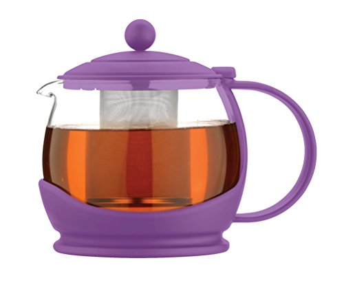 Teekanne Colours mit Glaseinsatz und Edelstahlfilter 1,2L Farbe lila von Grunwerg