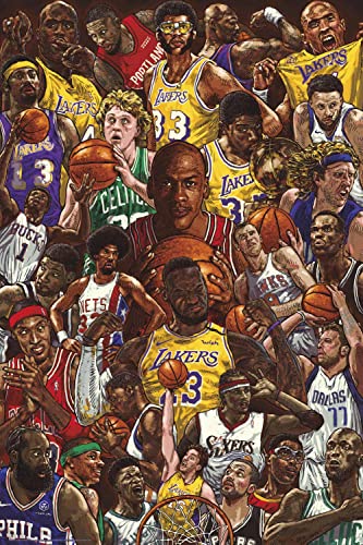 Basketball Superstars Poster - Kunstdruck - Deko Wohnzimmer oder Deko Schlafzimmer - Deko Wohnzimmer - Größe : 61 x 91 - NBA Fanartikel von Grupo Erik