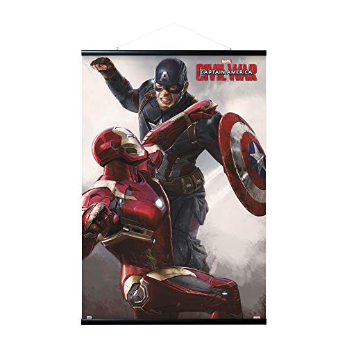 Erik Magnetische Posterleiste mit Poster - Captain America Civil War Cap VS Iron Man - Poster mit Rahmen von Grupo Erik