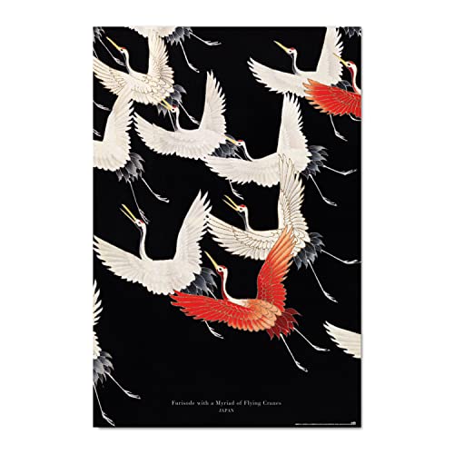 Furisode with a Myriad of Flying Cranes Poster - Deko Wohnzimmer oder Deko Schlafzimmer - Deko Wohnzimmer - Größe : 61 x 91 - Offizielle Lizenz von Grupo Erik