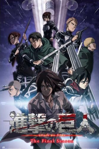 Grupo Erik Poster Attack on Titan The Final Season Kunstdruck - Deko Wohnzimmer oder Deko Schlafzimmer - Deko Zimmer - Größe 61 x 91 - Offizielle Lizenz von Grupo Erik