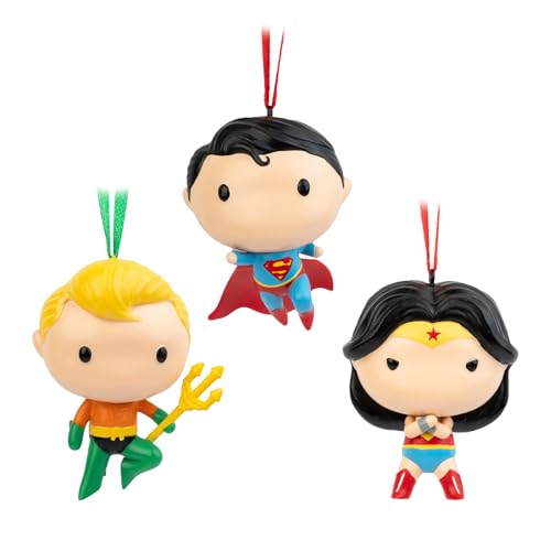 Grupo Erik Christbaumschmuck Figuren Set DC Comics Superman, Wonder Women und Aquaman - 3 Weihnachtsanhänger Weihnachtsbaum Schmuck - Tannenbaumschmuck Figuren Offizielles DC Comics Merchandise von Grupo Erik