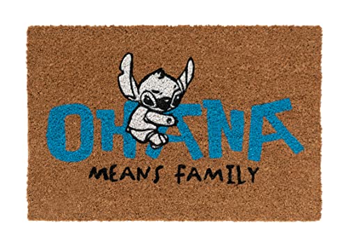 Grupo Erik Kokosmatte Fußmatte Disney Stitch Ohana - Schmutzfangmatte 40x60 cm - Fussmatte Lustig - Türmatte Innen Disney Lilo und Stitch Geschenke von Grupo Erik