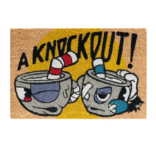 Grupo Erik Kokosmatte Fußmatte Cuphead - Schmutzfangmatte 40x60 cm - Fussmatte Lustig - Türmatte Innen von Grupo Erik