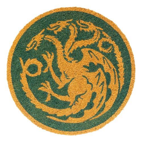 Grupo Erik Kokosmatte Fußmatte Game of Thrones House of The Dragon - Schmutzfangmatte 50x50 cm - Runde Fussmatte Lustig - Türmatte Innen Game of Thrones Merch von Grupo Erik