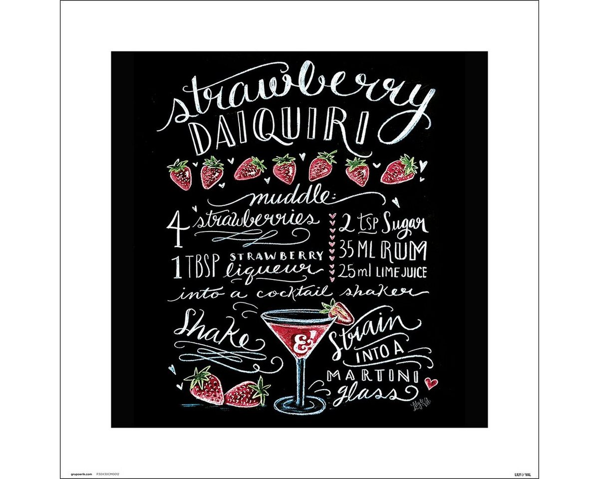 Grupo Erik Poster Lily & Val Kunstdruck Strawberry Daiquiri 30 x 30 cm Grupo Erik Poster Lily & Val Kunstdruck Strawberry Daiquiri 30 x 30 cm von Grupo Erik