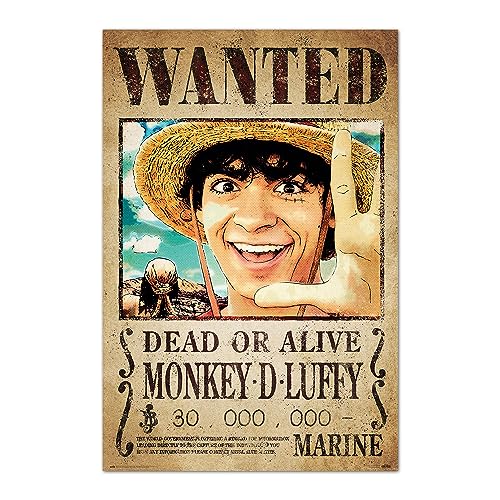 Grupo Erik One Piece Netflix - Wanted Monkey D. Luffy Poster - 35.8x24.2inch - Shipped Rolled Up - Coole Poster - Kunstposter - Poster & Drucke - Wandposter von Grupo Erik