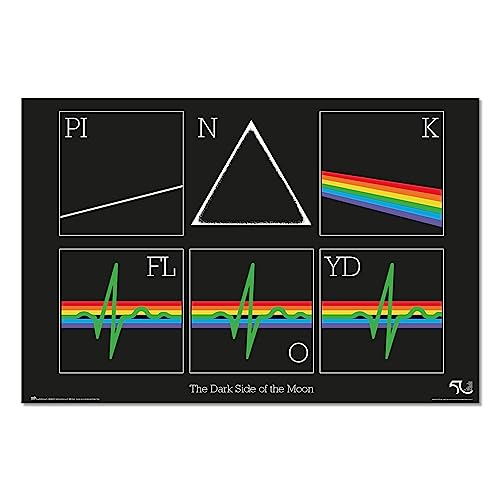 Grupo Erik Poster Pink Floyd Poster Dark Side of the Moon Kunstdruck - Deko Wohnzimmer oder Deko Schlafzimmer - Deko Zimmer - Größe : 61 x 91 - Offizielle Lizenz - Pink Floyd Fanartikel von Grupo Erik