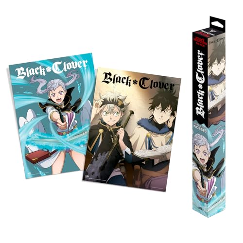 Grupo Erik Poster Black Clover Set 2 Stück Kunstdruck - Deko Wohnzimmer oder Deko Schlafzimmer - Deko Zimmer - Größe 38 x 52 cm - Offizielle Lizenz von Grupo Erik