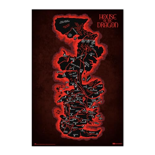 Grupo Erik Poster Game of Thrones House of the Dragon Kunstdruck Landkarte - Deko Wohnzimmer oder Deko Schlafzimmer - Deko Zimmer - Größe 61 x 91 - Offizielle Game of Thrones Fanartikel von Grupo Erik