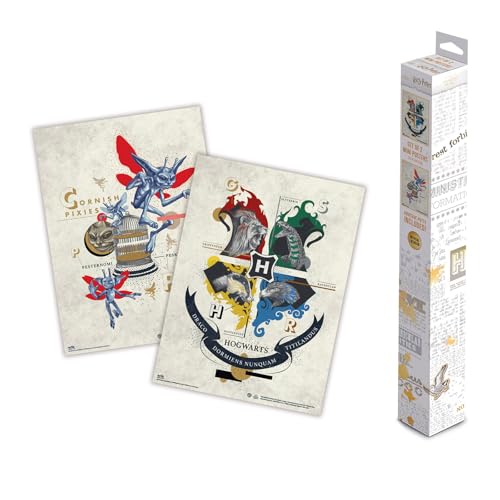 Grupo Erik Poster Harry Potter Set 2 Stück Kunstdruck - Deko Wohnzimmer oder Deko Schlafzimmer - Deko Zimmer - Größe 38 x 52 cm - Offizielle Lizenz von Grupo Erik