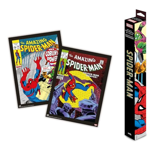 Grupo Erik Poster Marvel Spiderman Set 2 Stück Kunstdruck - Deko Wohnzimmer oder Deko Schlafzimmer - Deko Zimmer - Größe 38 x 52 cm - Offizielle Marvel Lizenz von Grupo Erik