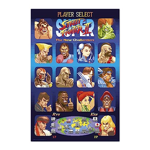 Grupo Erik Poster Street Fighter Poster Player Select Kunstdruck - Deko Wohnzimmer oder Deko Schlafzimmer - Deko Zimmer - Größe : 61 x 91 - Offizielle Lizenz Fanartikel von Grupo Erik