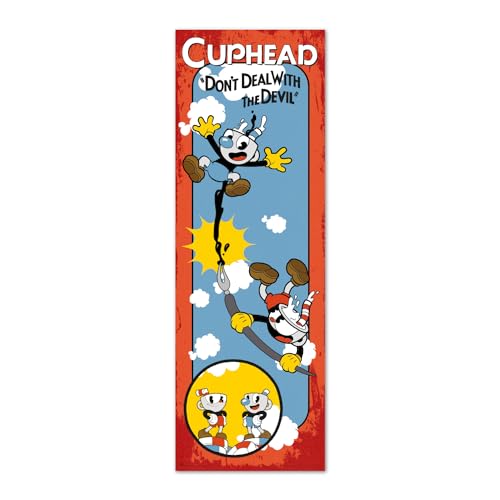 Grupo Erik Poster Türposter Cuphead Poster Covers Kunstdruck - Deko Wohnzimmer oder Deko Schlafzimmer - Deko Zimmer - Größe : 53 x 158 cm - Offizielle Lizenz von Grupo Erik