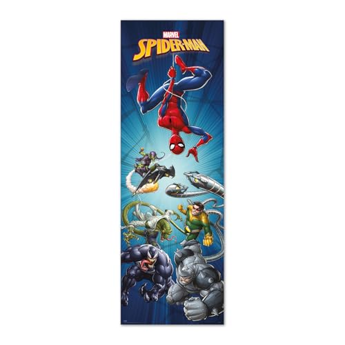 Grupo Erik Poster Türposter Marvel Spiderman Poster Covers Kunstdruck - Deko Wohnzimmer oder Deko Schlafzimmer - Deko Zimmer - Größe : 53 x 158 cm - Offizielle Marvel Merch von Grupo Erik
