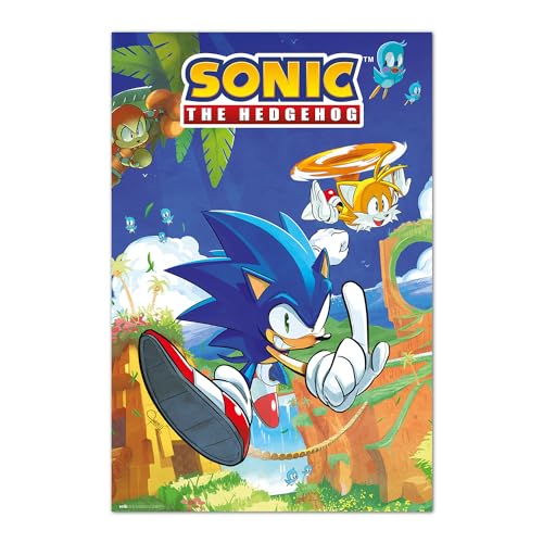 Grupo Erik Poster Sonic the Hedgehog Sonic & Tales Kunstdruck - Deko Wohnzimmer oder Deko Schlafzimmer - Deko Zimmer - Größe 61 x 91 - Offizielle Lizenz von Grupo Erik
