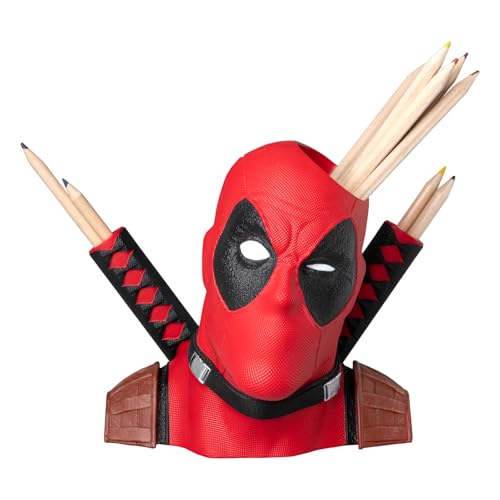 Grupo Erik Stiftehalter Marvel Deadpool Schreibtisch Organizer Deko - Deadpool Figur Stifköcher Schreibtisch Zubehör Offizieller Marvel Fanartikel - Stifte Organizer von Grupo Erik