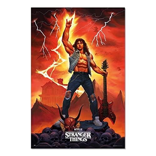Grupo Erik Poster Stranger Things Eddie Kunstdruck - Deko Wohnzimmer oder Deko Schlafzimmer - Deko Zimmer - Größe 61 x 91 - Offizieller Stranger Things Fanartikel von Grupo Erik