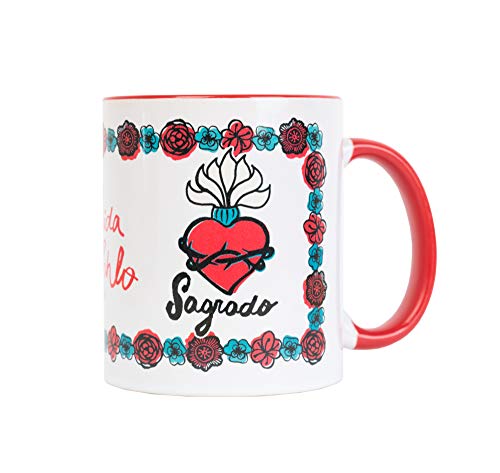 Grupo Erik Tasse Frida Kahlo - Kaffeetasse mit dem Motiv Sagrado Corazon - Kaffeetasse mit einem Fassungsvermögen von 330 ml - Weiße Teetasse - Coffee Mug von Grupo Erik