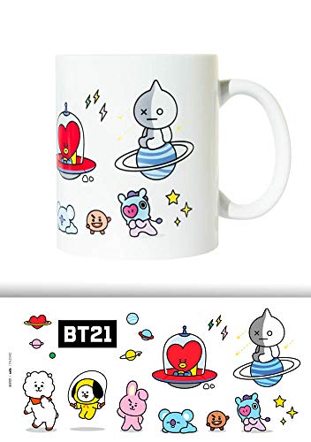 Erik BT21 Tasse - Kaffeebecher Tasse Kaffee und Tee - Offizielles BT21 Merchandising - Größe : 9,5 cm x 8 cm - Fassungsvermögen : 350 ml - Offizielle Lizenz - BT21 Fanartikel von Grupo Erik