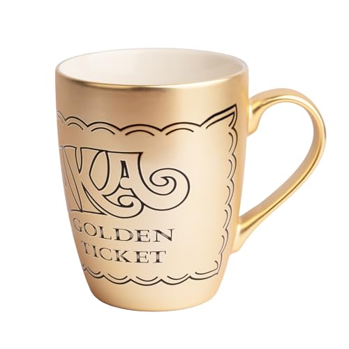 Grupo Erik Tasse Kaffeetasse Willy Wonka Golden Ticket Premium Kaffeebecher - Teetasse Größe 8 cm x 9,5 cm - Fassungsvermögen 380 ml - Offizielles Lizenzprodukt von Grupo Erik