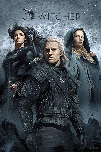 Grupo Erik The Witcher Merchandise - The Witcher Figuren Poster - Kunstdruck - Deko Wohnzimmer oder Deko Schlafzimmer - Zimmer Deko - Größe : 61 x 91, 5 cm - Originales Geschenk - Offizielle Lizenz von Grupo Erik