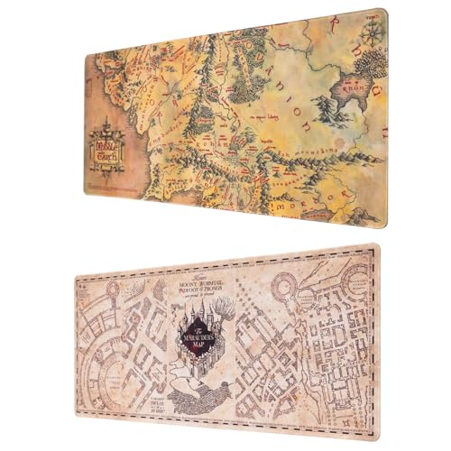 Grupo Erik - XL Mauspad Harry Potter Karte des Rumtreibers - Gaming Mauspad - Mouspad mit Motiv - Harry Potter Fanartikel & XL Mauspad Der Herr der Ringe - Gaming Mousepad Mittelerde - mit Motiv von Grupo Erik