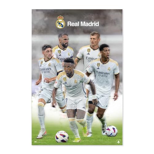 Grupo Erik: Real Madrid Poster | Real Madrid Fußballer Poster 2023/2024 61 x 91,5 cm Poster Hochglanzpapier gerahmt Poster Madrid Poster von Grupo Erik