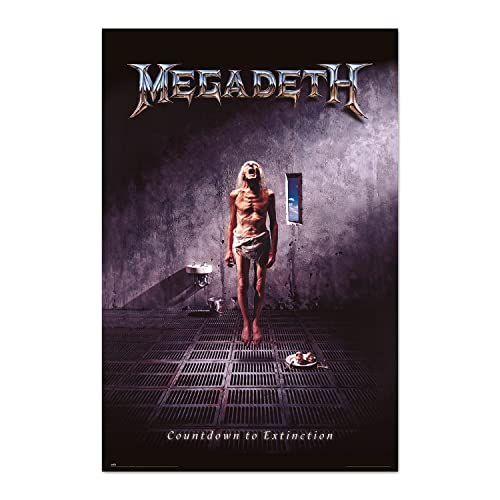 Heavy Metal Poster - Megadeth Countdown To Extinction Poster - Deko Wohnzimmer oder Deko Schlafzimmer - Zimmer Deko - Größe : 61 x 91, 5 cm - Rock Fanartikel - Offizielle Lizenz von Grupo Erik