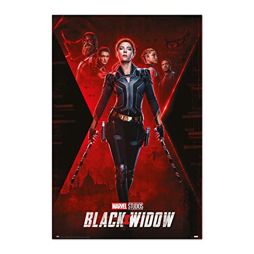 Grupo Erik Marvel Poster - Marvel Black Widow Poster - Kunstdruck - Deko Wohnzimmer oder Deko Schlafzimmer - Deko Zimmer - Größe : 61 x 91, 5 cm Marvel Fanartikel - Offizielle Lizenz von Grupo Erik