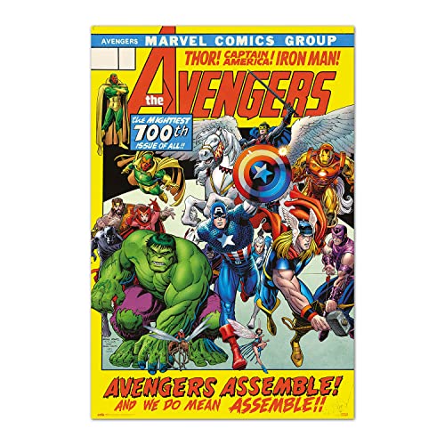 Grupo Erik Marvel Poster - Marvel Avengers 100th Issues Poster - Kunstdruck - Deko Wohnzimmer oder Deko Schlafzimmer - Größe : 61 x 91, 5 cm - Marvel Fanartikel - Offizielle Lizenz von Grupo Erik Editores, S.L.