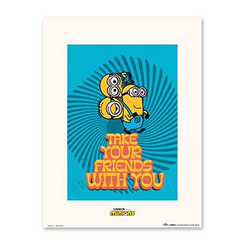 Print Minions Take Your Friends With You Deko-Kunstdruck, 30 x 40 cm, offizielles Lizenzprodukt von Grupo Erik