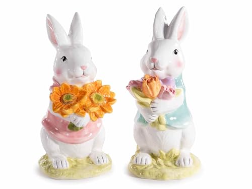 Gruppo Maruccia - Bemalte Osterhasen aus Keramik - Heimdekoration, Geschenkidee - 2er Set - Höhe 23 cm von Gruppo Maruccia